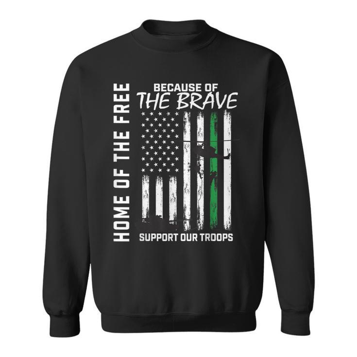 Support Our Troops Military Thin Green Line American Flag Sweatshirt