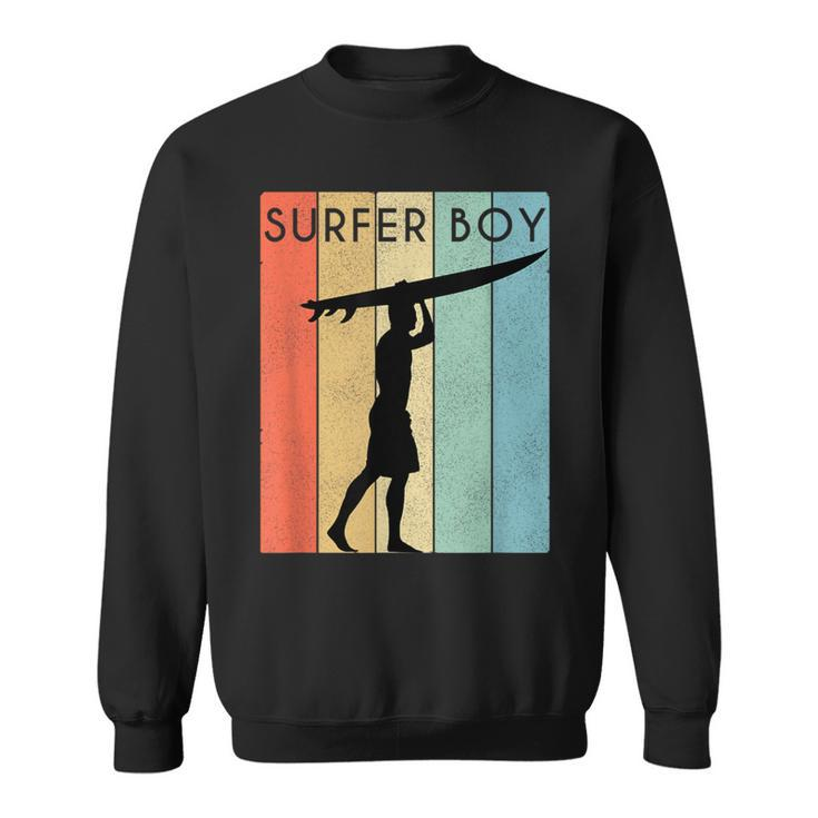 Surfer Boy Surf Illustration Surf Boy Throwback Sweatshirt