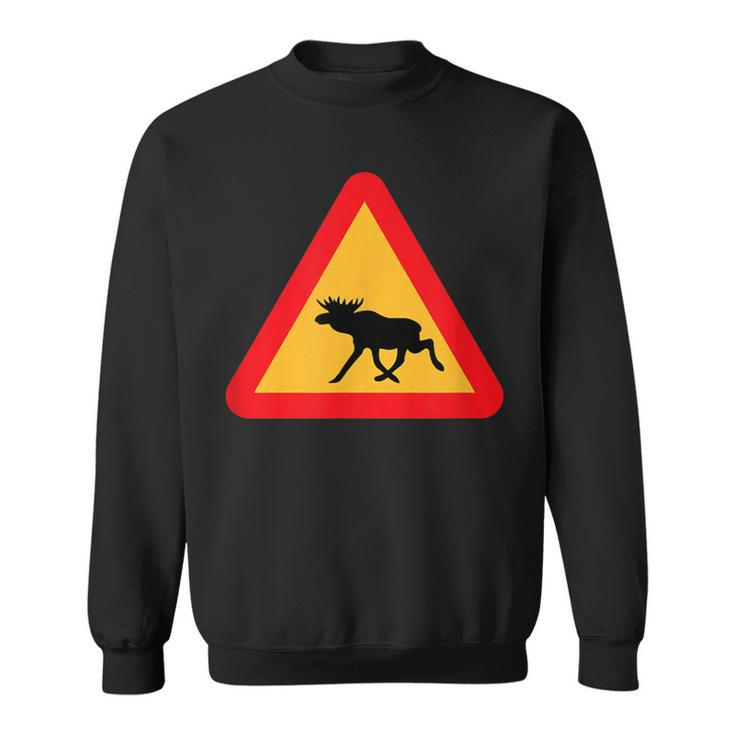 Svenska Swedish Elk Crossing Sign Sverige Black S Sweatshirt