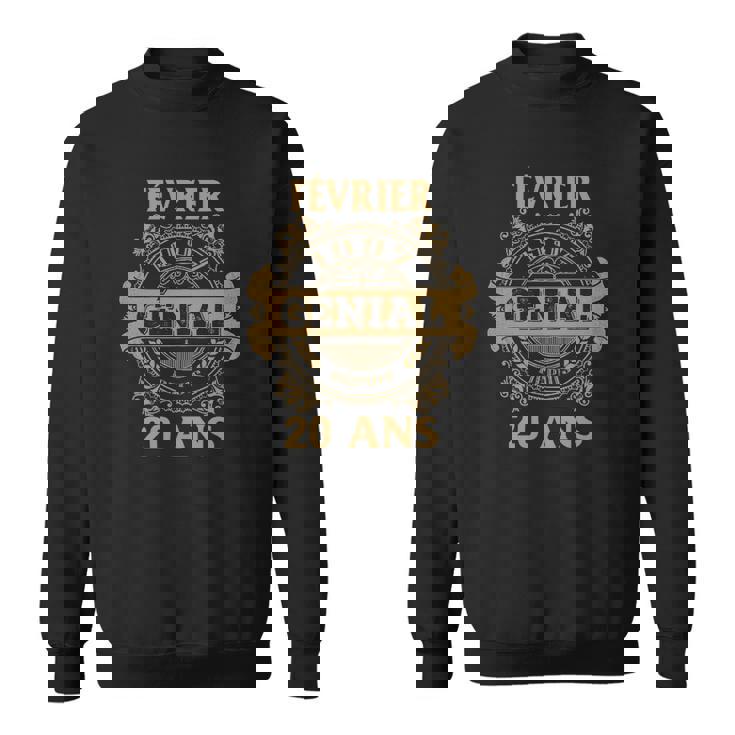 Sweater Unisexe Noir Février Génial 20 Ans Design Vintage Doré