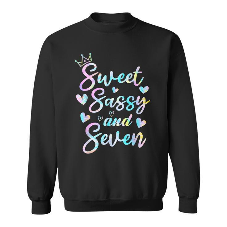 Sweet Sassy And Seven 7Th Birthday 7 Years Old Princess Girl Sweatshirt