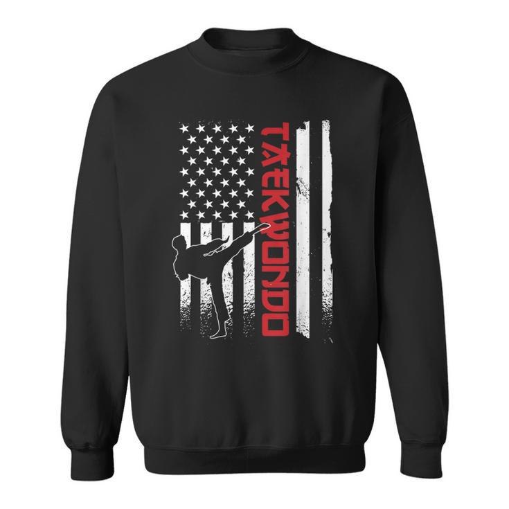 Taekwondo American Flag Taekwondo Fighter Us Flag Sweatshirt