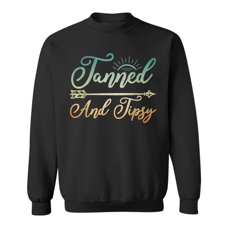 Tanned And Tipsy Tropical Vacation Beach Essentials Sweatshirt