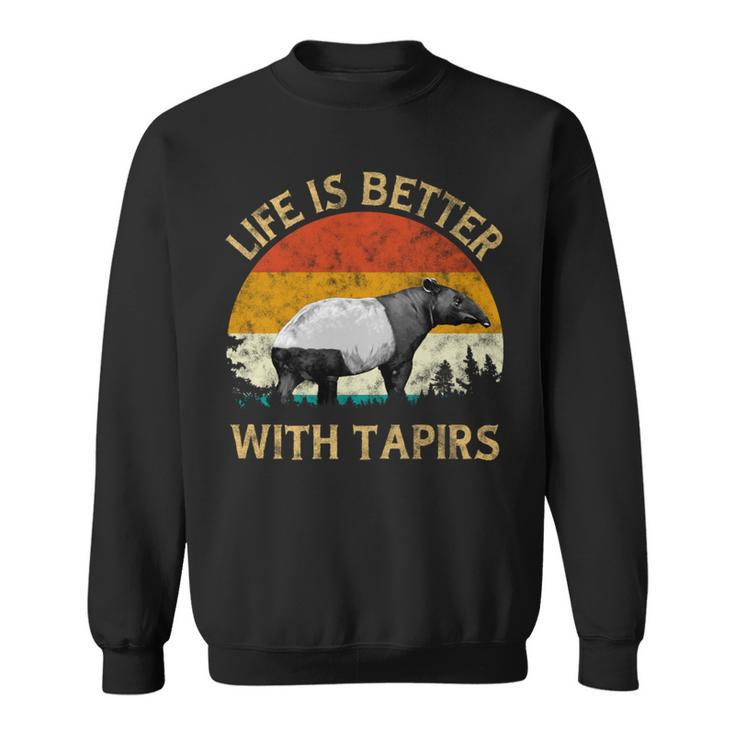 Tapir Lover Retro Vintage Tapir Sunset Tree Life With Tapirs Sweatshirt