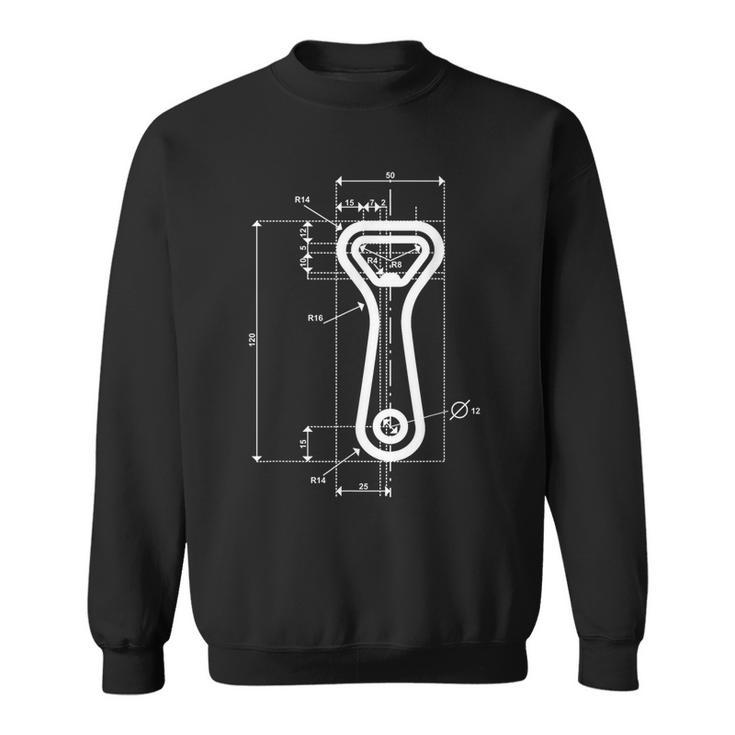 Technische Zeichnung Flaschenöffner Sweatshirt