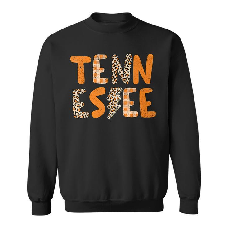 Tennessee State Flag Orange Plaid Leopard Tn Sweatshirt