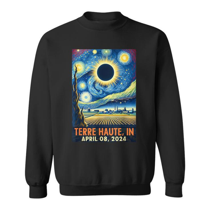 Terre Haute Indiana Total Solar Eclipse 2024 Starry Night Sweatshirt