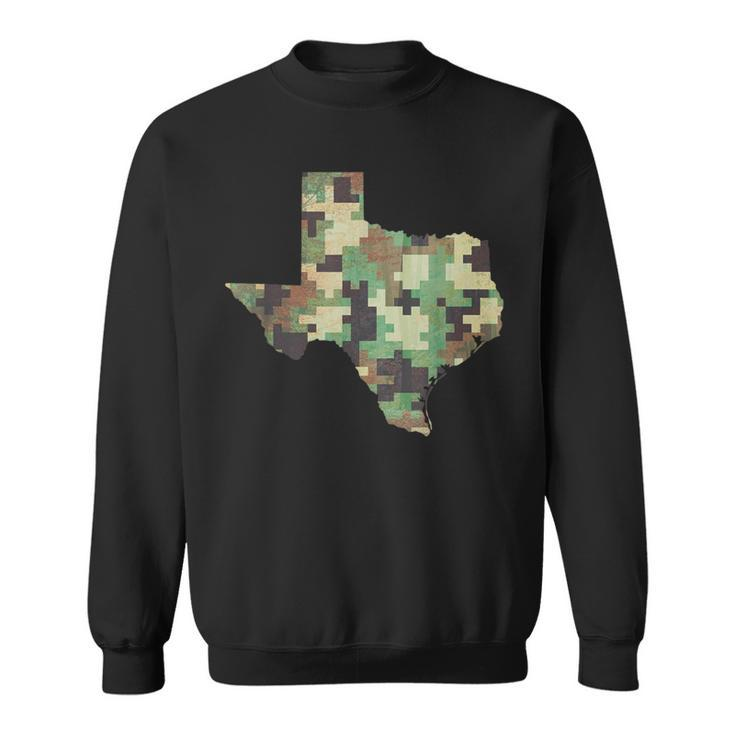 Texas Map Camo Outdoor Camouflage Hunters Military Sweatshirt