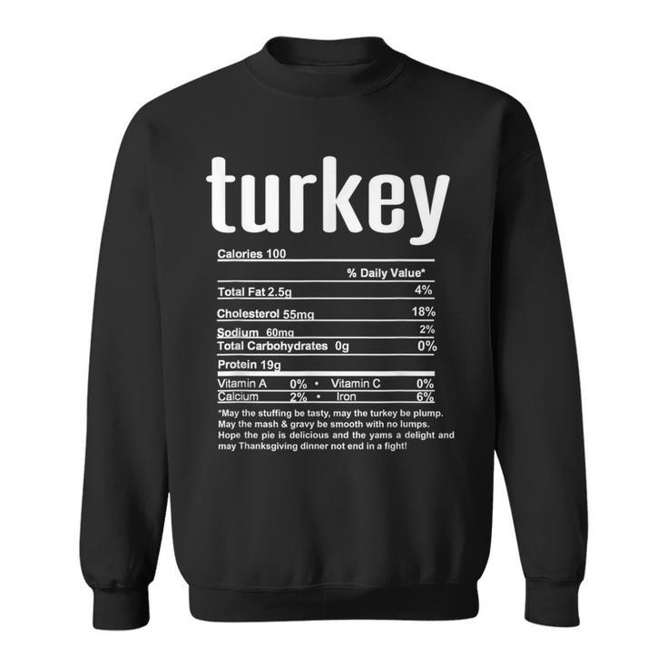Thanksgiving Christmas Turkey Nutritional Facts Sweatshirt