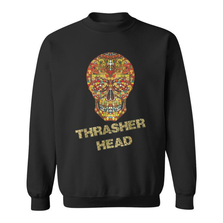 Thrasher Head Sugar Skull Distressed Vintage Skater Sweatshirt