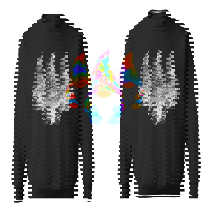Three Hippie Gnomes Retro Tie Dye Style A Peace Love Gnomies Sweatshirt