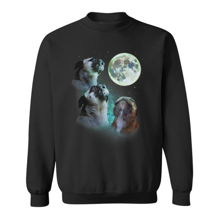 Three Pugs Howl At Moon 3 Wolfs Wolves Parody Sweatshirt