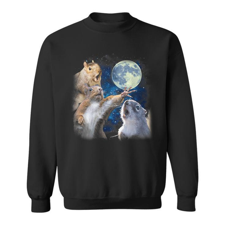Three Squirrels Howling At The Moon Lover Animal Squirrel Sweatshirt