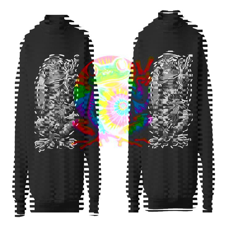 Tie-Dye Frog Animal Peace Sign Hippie Sweatshirt