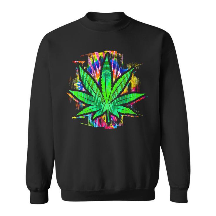 Tie Dye Pot Leaf Pothead Smoking Weed Hippie Stoner Sweatshirt