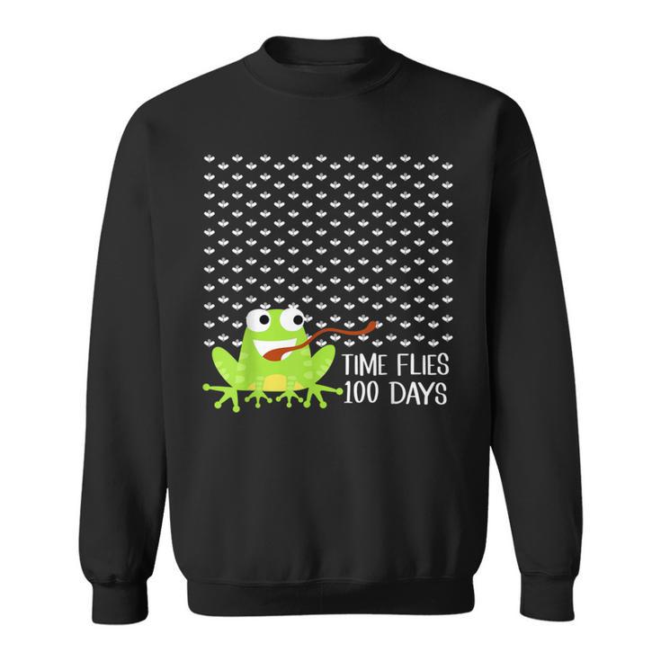 Time Flies 100 Days Frog Fly 100Th Day Of School Sweatshirt