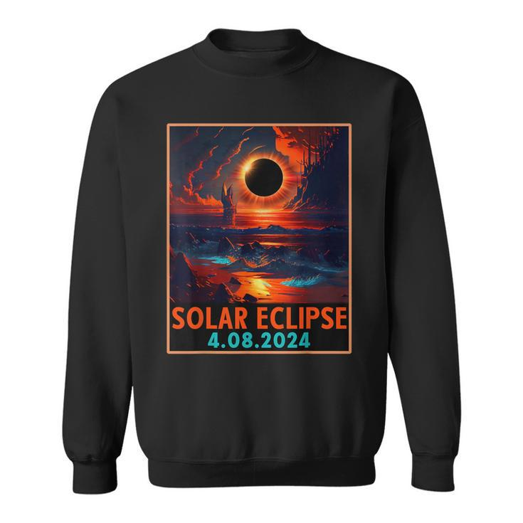 Total Solar Eclipse 04082024 Space Retro Vintage Sweatshirt