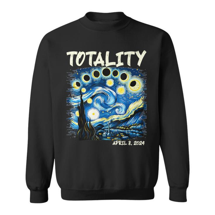 Total Solar Eclipse 2024 40824 Starry Night Painting Sweatshirt