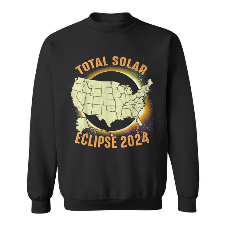 Total Solar Eclipse 2024 American Us Map Colorful Sweatshirt
