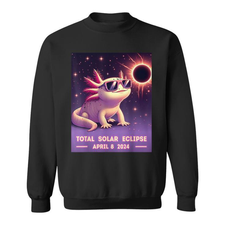 Total Solar Eclipse 2024 April 8 Axolotl In Glasses Sweatshirt