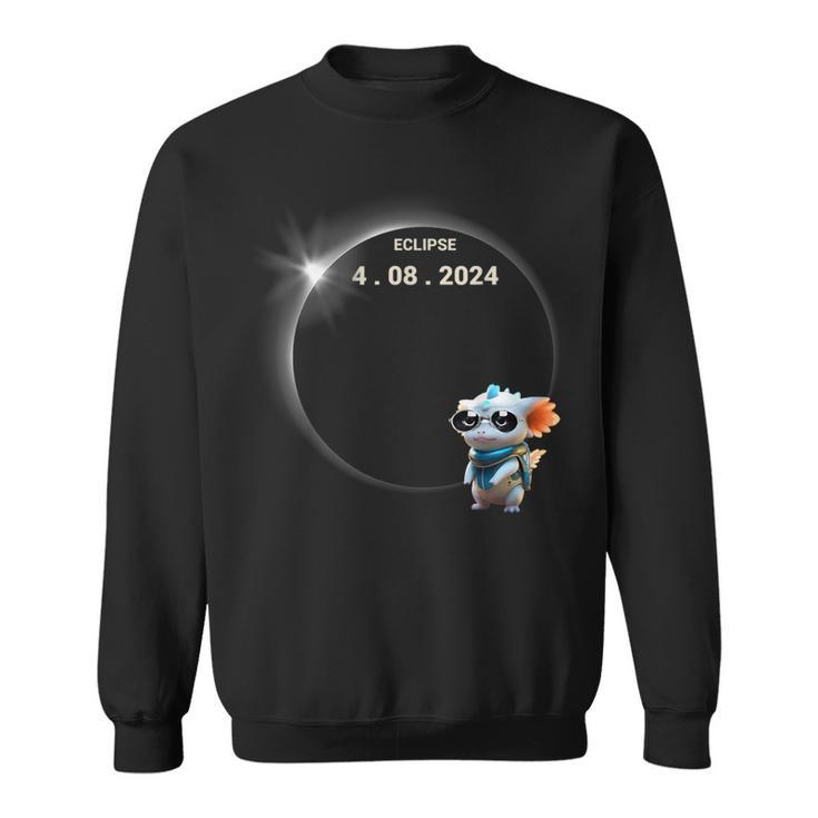 Total Solar Eclipse 2024 Axolotl In Astronomy Glasses Sweatshirt