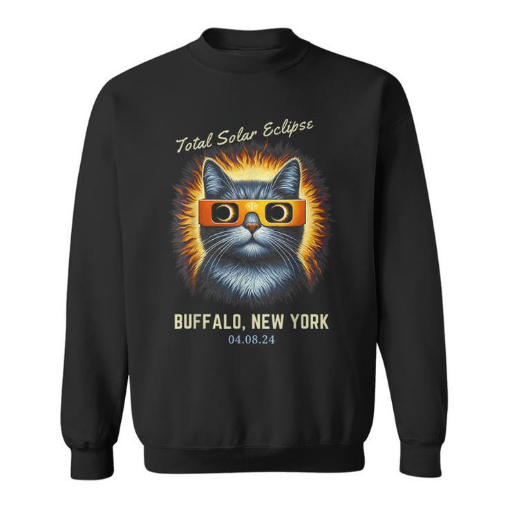 Total Solar Eclipse 2024 Buffalo New York Totality Cat Sweatshirt