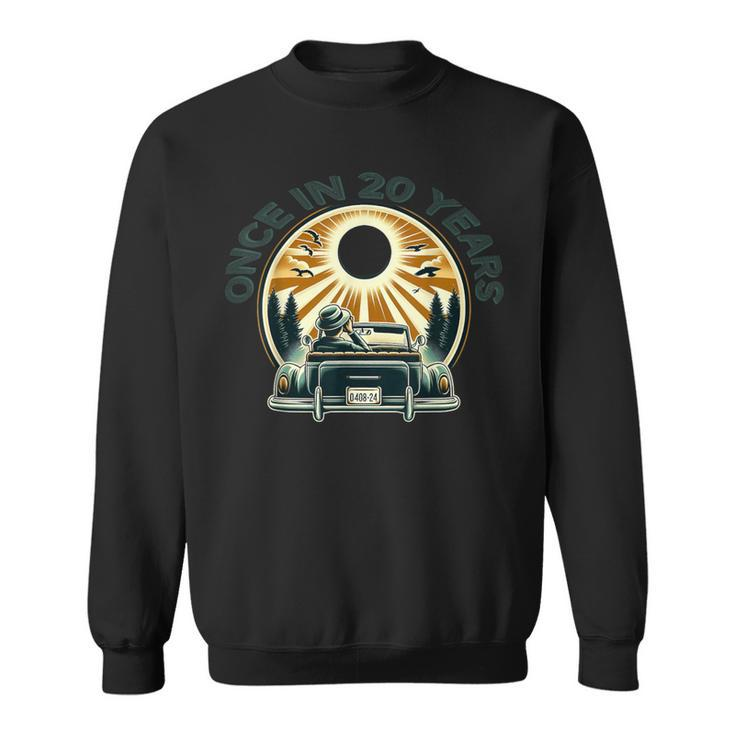 Total Solar Eclipse 2024 Classic Car Vintage Style Totality Sweatshirt
