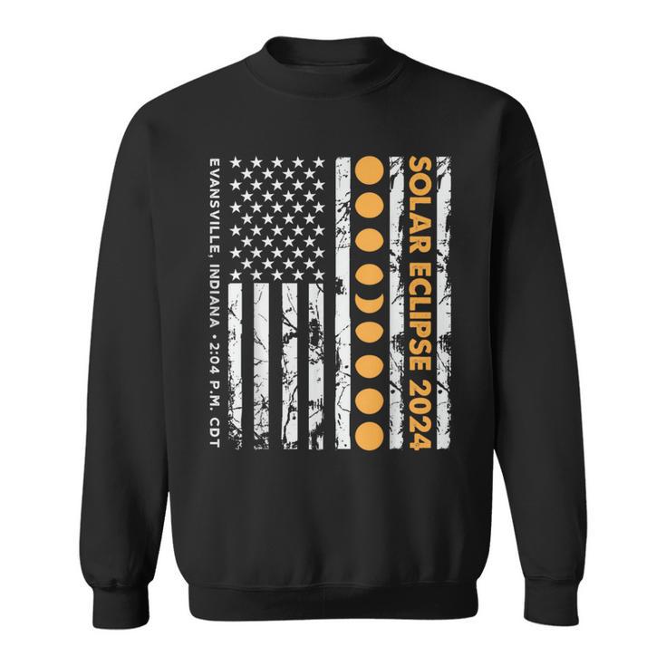 Total Solar Eclipse 2024 Evansville Indiana 204 Pm Us Flag Sweatshirt