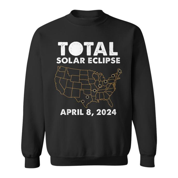 Total Solar Eclipse 2024 Party America Totality Usa Map Sweatshirt