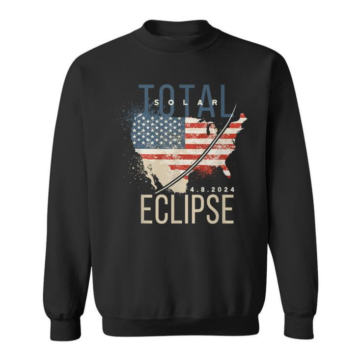 Total Solar Eclipse 2024 Path Of Totality Usa Map Event Sweatshirt