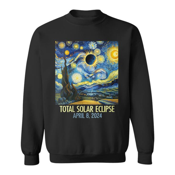 Total Solar Eclipse 2024 Starry Night Totality Van Gogh Sweatshirt