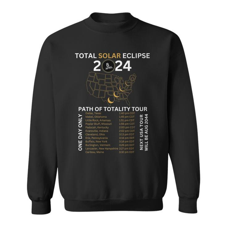 Total Solar Eclipse 2024 Totality Usa Tour Sweatshirt