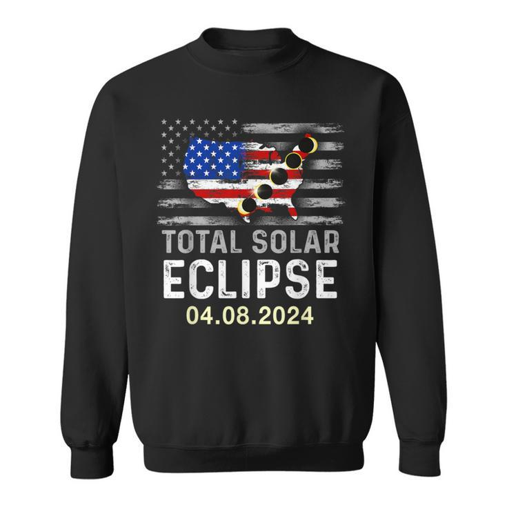 Total Solar Eclipse 2024 Eclipse Usa American Patriotic Flag Sweatshirt