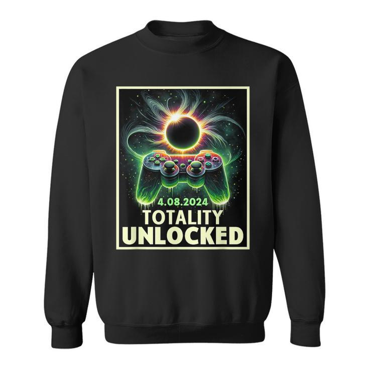 Total Solar Eclipse 2024 Video Game Controller Boys Sweatshirt