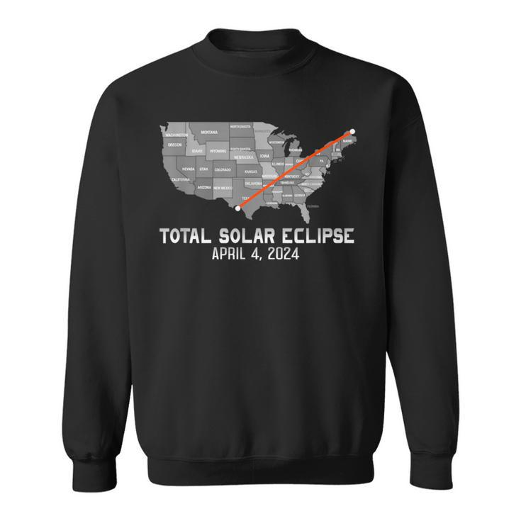 Total Solar Eclipse 4 8 2024 American Map Path Of Totality Sweatshirt