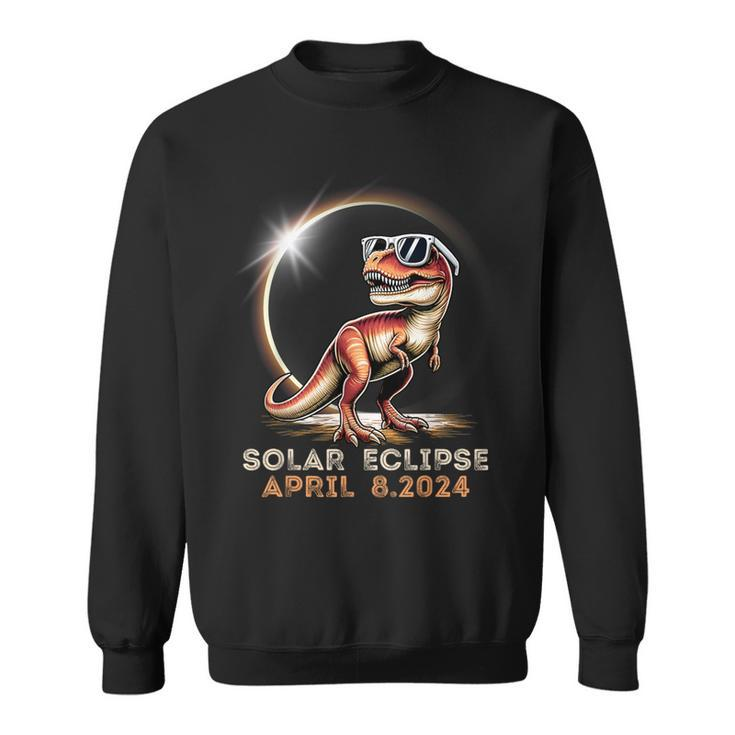 Total Solar Eclipse 40824 Dinosaur Solar Eclipse 2024 Sweatshirt