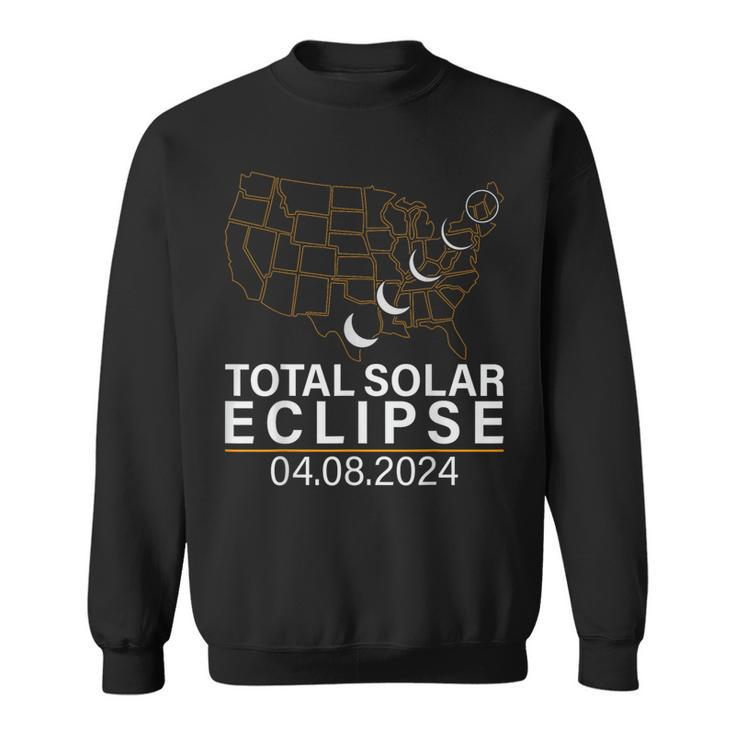 Total Solar Eclipse April 8 2024 America Usa Map Totality Sweatshirt