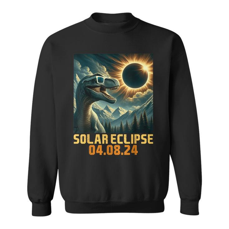 Total Solar Eclipse April 8 2024 T Rex Dinosaur Boys Toddler Sweatshirt
