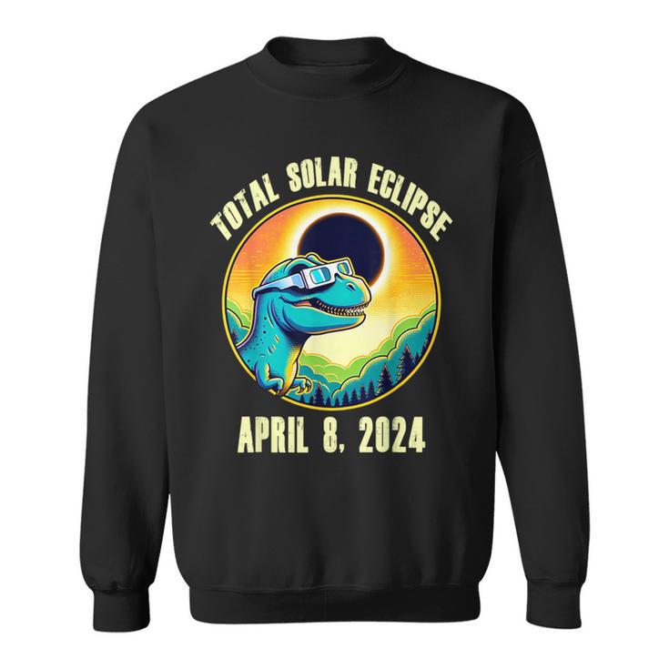 Total Solar Eclipse April 8 2024 Totality Eclipse Dinosaur Sweatshirt