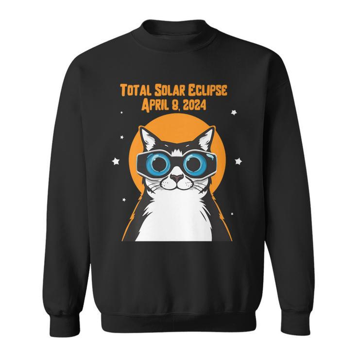 Total Solar Eclipse April 8Th 2024 Cat Wearing Eclipse Glass Sweatshirt