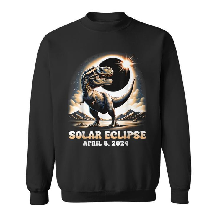 Total Solar Eclipse Dinosaur Dino T-Rex April 8 2024 Kid Boy Sweatshirt