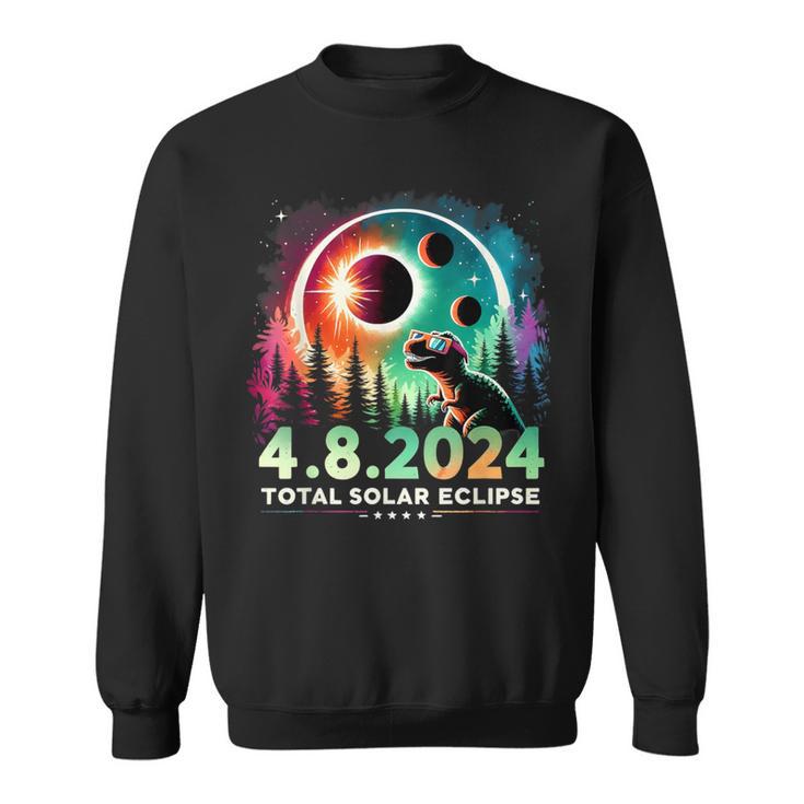 Total Solar Eclipse Dinosaur Wearing Glasses Sweatshirt