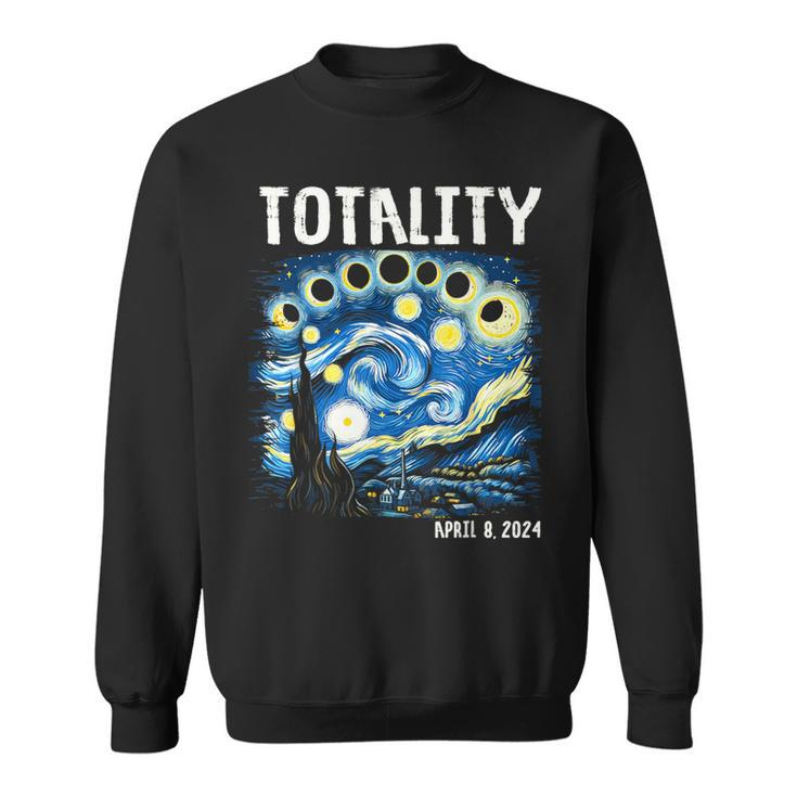 Totality Total Solar Eclipse 2024 4 08 Starry Night Painting Sweatshirt