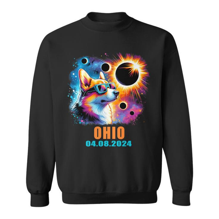 Totality Total Solar Eclipse 2024 Ohio Corgi Dog Sweatshirt