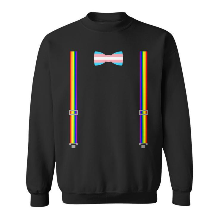 Trans Pride Transgender Equality Lgbt Flag Bow Tie Suspender Sweatshirt
