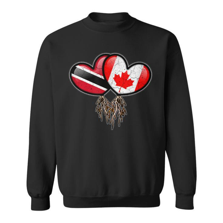 Trinidadian Canadian Flags Inside Hearts With Roots Sweatshirt