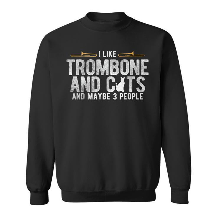 I Like Trombone And Cats Marching Band Jazz Trombone Sweatshirt