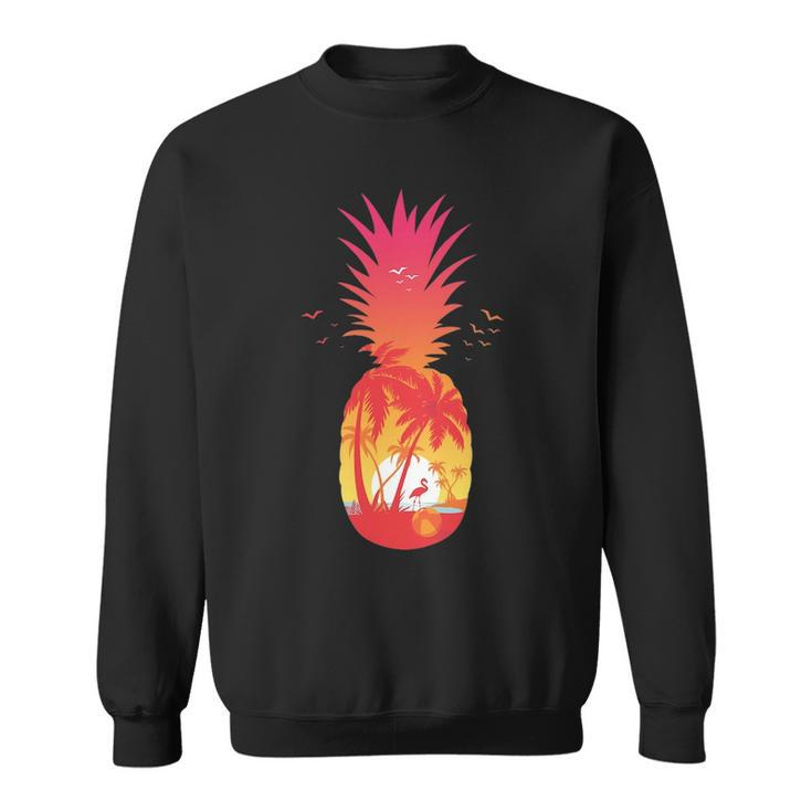 A Tropical Beach A Sunset Relax And Pineapples Sweatshirt