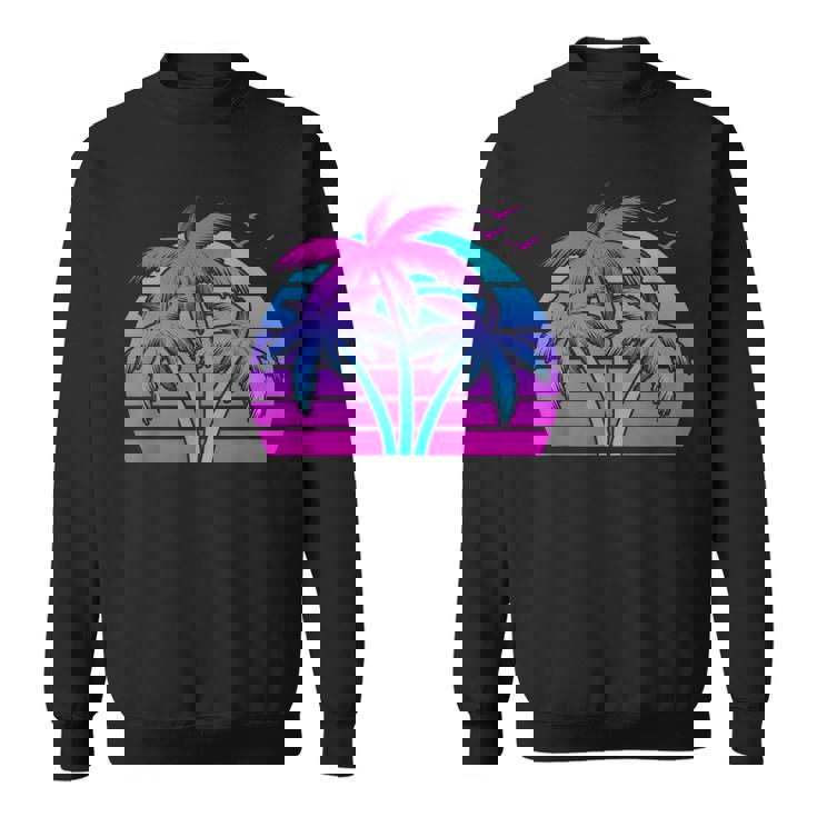 Tropical Vaporwave Hawaiian Palm Tree Hawaii Beach Edm Sweatshirt