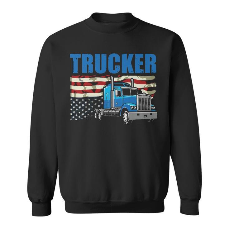 Truck Driver Trucker Flag Usa Sweatshirt